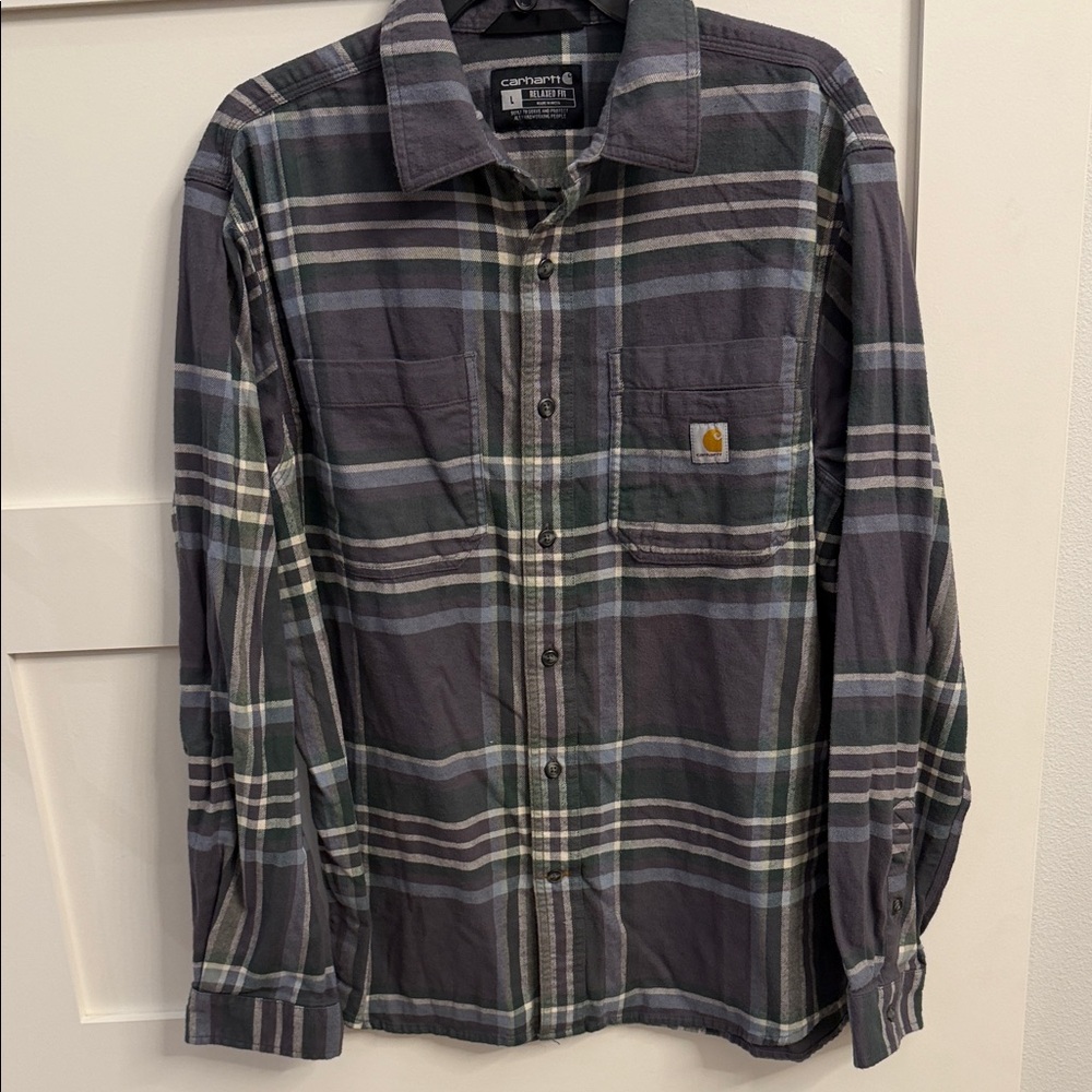 Carhartt Gray and Green Plaid Shirt